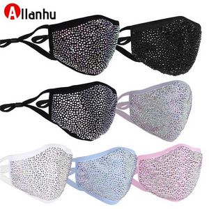 Designer Masque Visage Bling Bling Diamant Masque De Protection Masques De Bouche Lavable Réutilisable Femmes Coloré Strass Masque Visage 59c1