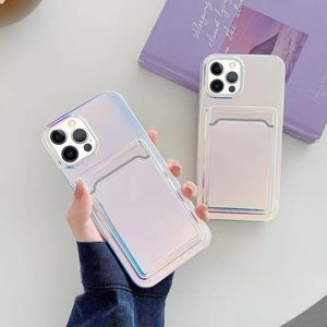 Summer Bling Laser Gradient Color phone Cases Wallet Card Slot For iPhone 13 12 Mini 11 Pro XS Max XR X 6 6S 7 8 Plus Cover case