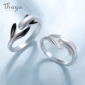 Thaya S925スターリングシルバーリング活気のある蛇行魚のための高品質のジュエリーリングの女性愛好家ギフト211217