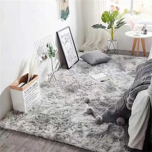 Mjukt sammet matta tjock matta för vardagsrumsmattor plysch rug grå fluffig golv mattor Ins modern heminredning 211204