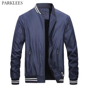 Solid Lightweight Men Bomber Jackor Casual Slim Fit Spring Fall Mens Coat Outwear Fitted Varsity Men / Women Baseball Windbreaker 210524