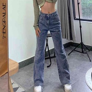 Höst Kvinnors Jeans High Waisted Slim Micro Flared Byxor Streetwear Fashion All-Match Cowboy 5A133 210427