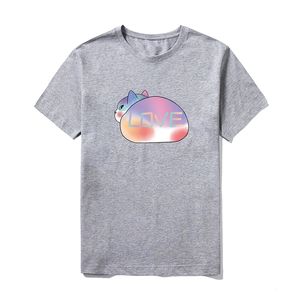 Casual T-shirt Erkekler Için Harajuku Yaz Sevimli Kedi Aşk Kısa Kollu T-Shirt Çift Pamuk Streetwear Slim Fit Erkek T-Shirt 210603