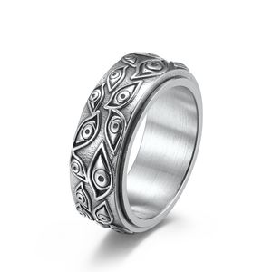 Afrikanische Hochzeitsbänder großhandel-Edelstahl Auge Gottes Rotierender Biker Ring Spinner Band Für Männer Frauen Silber Gold Schwarz