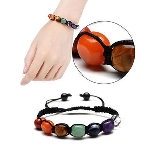 Pulseiras de pedra de cristal natural cor chakra pedras jóias palm reiki cicatrização yoga pulseira potência 7 * 9cm