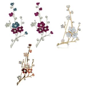 Pins, broscher Winkle Plum Blossom Flower Women White Enamel Golden Ally Bouquet Brosch Pins Coat Smycken