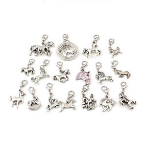 102PCs Alloy Mix Horse Floating Hummer Clasps Charm Pendants För Smycken Gör Armband Halsband DIY Tillbehör