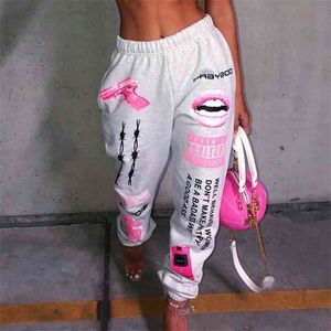 Verão Hip-hop Gráfica Sweatpants Jogger Feminino Calças Harajuku Cintura Alta Solta Calças Casuais Mulheres 210925