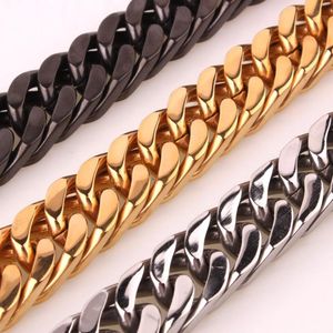 Wholesale curb chain bracelet silver for sale - Group buy 15mm Heavy Cool Stainless Steel Silver Color Gold Black Curb Cuban Chain Mens Necklace Or Bracelet Bangle quot quot Buckle Gift Chains