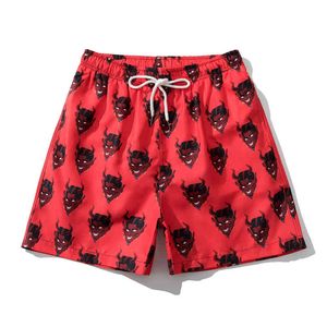 Devil Print Shorts Män Streetwear Drawstring Elastic Waist Beach Wear Outdoor Loose S Korta Byxor