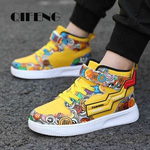 2021 Fashion Shoes Girls Boys Light Casual Shoes Big Children Cartoon Sneakers Barn Sommar Vinter High-Top Shoes Baby Höst 8 9 G1210