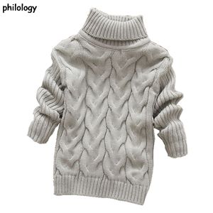 PHILOLOGY 2T-8T pure color winter boy girl kid thick Knitted bottoming turtleneck shirts solid high collar pullover sweater 211104