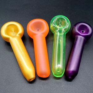 Colorful Spoon Glass Pipe - Bright 4.5  Handheld Tobacco Water Tube with Fluorescent Accents for Smoking Enthusiasts