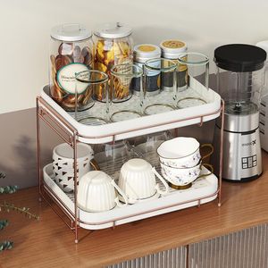 Ganci Rails Creative 2 Layer Piatto Stendino Tazza Vassoio di scarico per uso domestico Mensola da appoggio Utensile Organizer Cucina