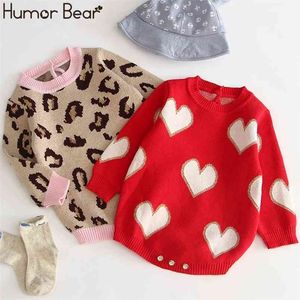 Baby Autumn Winter Models Infant Romper Wraps Polka Lotus Leaf Collar Knit Clothes 210611