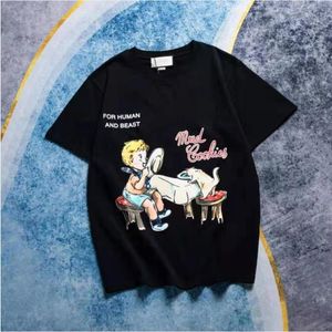 2021 vintage print pure cotton T-shirt for both men women with short sleeves and loose version