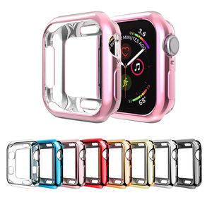 ل Apple Watch Series 1 2 3 4 5 6 7 SE electroplating tpu حالة صالح smartwatch 41mm 45mm الوفير ووتش غطاء