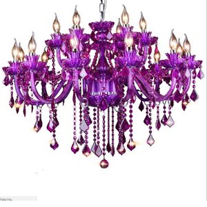 Chandeliers sala de jantar luzes decoração lâmpada de casa roxo candelabro de cristal maria tereza violeta aparado