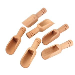 Wooden Spoon Coffee Tea Scoops Mini Candy Bath Salt Spoons Crafts Antique Tea Spoon Kitchen Accessories LX4361