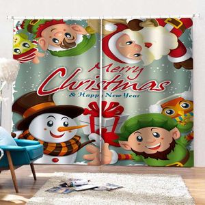 Home Decor Bedroom Curtain Custom Merry Chrismas Curtains For Living Room Children Window Drapes &