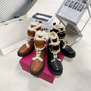 Classic fashion gold button short boots imported calf leather material wool inner warmth size 35-40