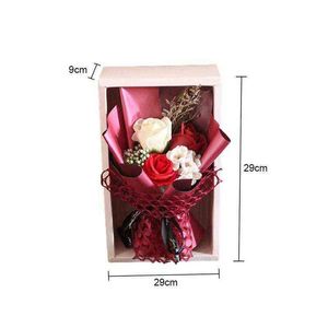Soap Rose Flowers Bouquet Valentines Day Scented Soap Bath Gift Decor Weding Woman Soap Petal Body Scented For Festival Bir P9i6