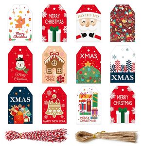 Decorazioni natalizie 48/96 pezzi Etichette Kraft fai da te Etichette allegre Carta da regalo Appendere Carte di Babbo Natale Rifornimento del partito di Natale