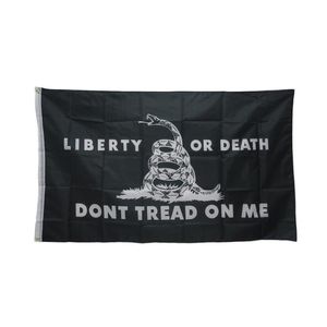 Partihandel fabrikspris 90x150 cm Liberty eller Death Black Dont Tread on Me Tea Party Rattle Snake Gadsden flagga