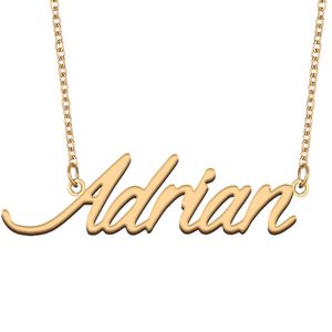Adriana Namenskette für Frauen, Gold, personalisierter Namensschild-Anhänger, Mädchen, Edelstahl, mit Namen versehen, Freundin, Geburtstag, Weihnachten, Statement-Schmuck, Geschenk