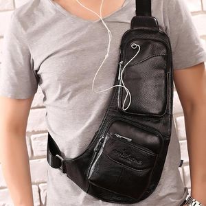 Wholesale single sling backpacks resale online - Backpack Men Genuine Leather Single Rucksack Shoulder Cross Body Bag Fashion Male Real Cowhide Knapsack Sling Chest Pack Daypack