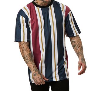 Running Jerseys Men Summer Round Neck Striped Short-sleeved Sports Fitness T-shirt 2021 Est Cycling Base Layer Cool Breathable Cyclin
