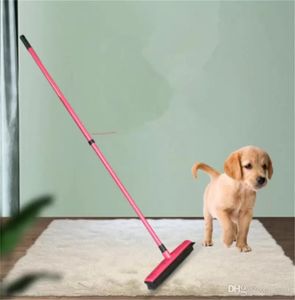 Trädgård Hem Rengöring Borstar Gummi Broom Pet Hair Lint Removal Device Telescopic Bristles Magic Clean Sweeper Squeegee Scratch Borstle Long Push Broom