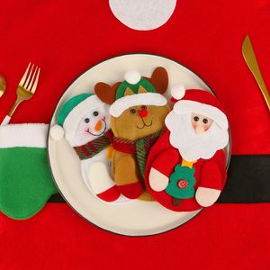 Christmas Decoration Xmas Knife and Fork Bag Set Household Tableware Creative Holiday Gifts Ornament Snowman Knives and Forks Sotrage Bags