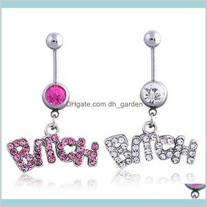 Silverpink Sexy Crystal Body Ricing Surgical Belly Ring Biżuteria batonika FGJAT Bell Rings AjHpd