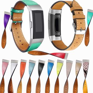 Replacement Fitbit Charge 3 Bands Leather Straps Band Interchangeable Smart Fitness Watch Bands with Stainless Frame for Charge3 H0915