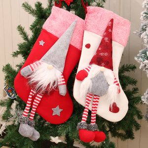 Natal grande meias sem rosto profundo floresta velha homem de pelúcia presente xmas peúgas crianças lareira árvore pingente
