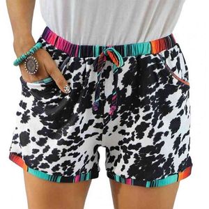 Patchwork Girl Shorts Soft Chic Leopard Drukuj krótkie spodnie do codziennej noszenia Y220311