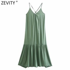 Women Holiday Wind Solid Color Sling Midi Dress Female Chic Pleat Ruffles Lace Up Vestido Casual Beach Cloth DS5031 210416