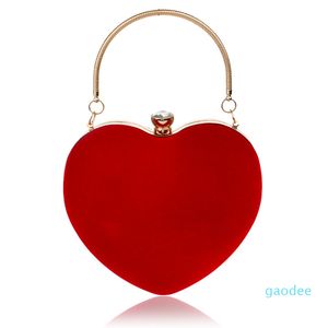 Designer Womens Heart Forma Bolsa de Embreagem De Camurça Saco De Bolsa De Bolsa De Bolsa