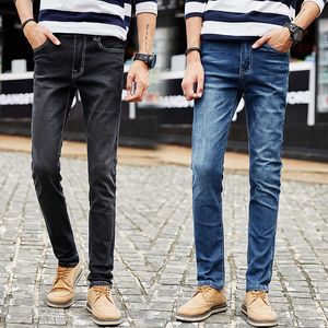 Растягивающиеся стройные плюс размер джинсы мужские деловые повседневные свободные брюки модный бренд осенние и зимние брюки черный синий 44 48 210531