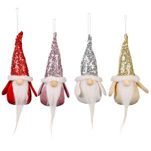 Decorazioni per l'albero di Natale Ciondolo bambola gnomo di peluche con paillettes ornamento appeso Forniture per feste di Capodanno XBJK2110