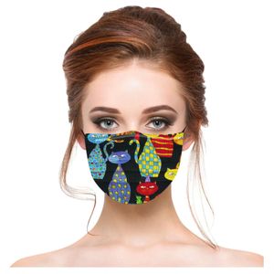 2021 New Adult disposable cartoon cat print mask three-layer anti-dust and windproof cotton cloth masks