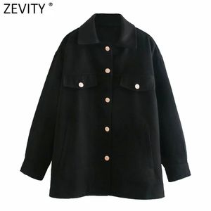 Spring Autumn Women Fashion Pockets Patch Golden Buttons Shirt Coat Female Long Sleeve Casual Jacket Chic Tops CT636 210416