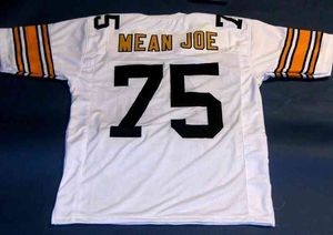 Niestandardowe koszulki piłkarskie mężczyźni młodzież kobiety vintage Joe Greene Niestandardowe Średnia Joe Greene White rzadki rozmiar szkoły średniej S-6XL lub dowolna nazwa i koszulki numeryczne