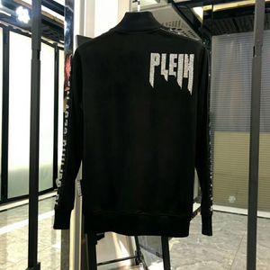 PLEIN BEAR Brand Warm Thick Sweatshirt Hip-Hop Loose Characteristic Personality Skull Pullover Rhinestone Luxury Men's Hoodie 81446