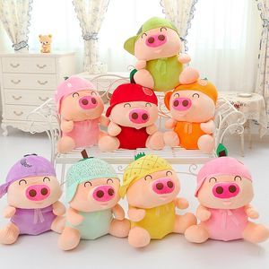 Wholesale pig toys resale online - Fruit Series PP Cotton Stuffed McDull Pig With Hat Soft Plush Toys Lovely Pig Dolls Kids Toys Birthday Gifts Style