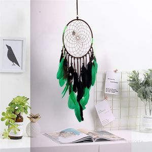 Green Home Walls Decor Dream Catcher Wind Chimes Indian Style Pióro Wisiorek Handmade Peacock Wall Wiszące T9i001295