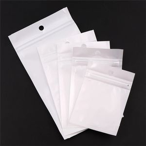 100 pçs / lote branco Saco de plástico reaisable zíper reclosable sacos cheirar maloque de prova para o armazenamento de cookie de café de chá de comida