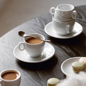European Ceramic Set Espresso s Latte Cappuccino Coffee Mug With Saucer Home Office Cafe Afternoon Tea Cup White