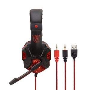 Buller Avbryta Super Bass Stereo PC-dator Gaming Headset Headphones Earphones Mic for Laptop Gamer med LED-lampor